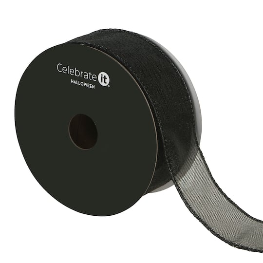 1.5" x 10yd. Black Mesh Wired Ribbon by Celebrate It®